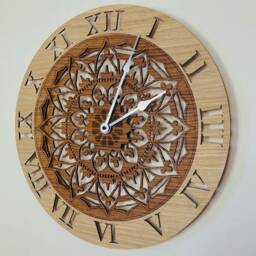 Handmade Wooden Two-Tone Silent Wall Clock Up To 90cm in Oak, Cherry Or Walnut - Silver Gold Hands - thumbnail 1