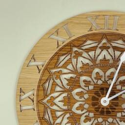 Handmade Wooden Two-Tone Silent Wall Clock Up To 90cm in Oak, Cherry Or Walnut - Silver Gold Hands - thumbnail 3