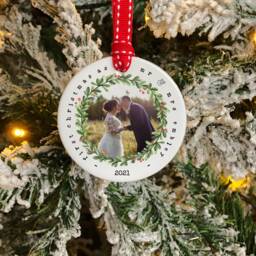 First Christmas As Mr & Mrs Ornament - Photo Upload Ceramic Tree Newly Married Couple Gift Newlyweds Keepsake - thumbnail 1