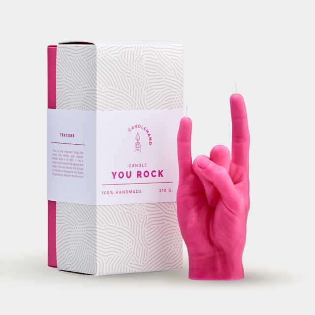 You Rock Candle. Handmade Birthday Funny Gift. Cool Candles. Rock Gifts. Hand Shaped Gesture - image 1