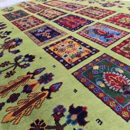 3??5 Ft Handwoven Persian Green Rug With Colorful Tribal Garden Motifs - thumbnail 3