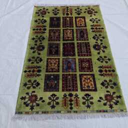 3??5 Ft Handwoven Persian Green Rug With Colorful Tribal Garden Motifs - thumbnail 4