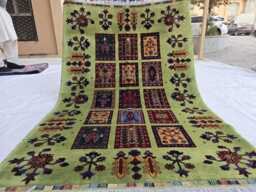 3??5 Ft Handwoven Persian Green Rug With Colorful Tribal Garden Motifs