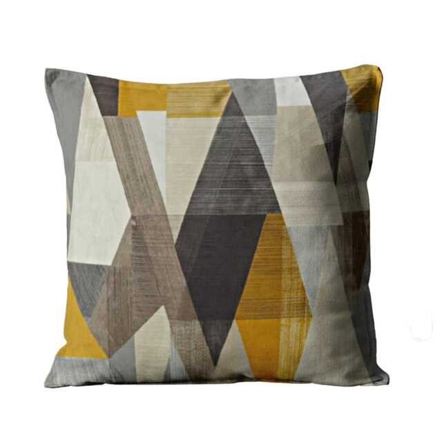 Harlequin Pythagorum Velvet Cushion Cover Geometric Grey & Gold Pillow - image 1