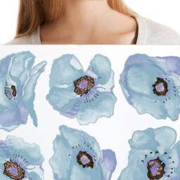 Poppy Wall Decals, Dark Sky Blue 6-Set Hand-Painted Decals For Walls, Tiles Furniture, Floral Tattoo Furniture Decal By Easysweethome - thumbnail 2
