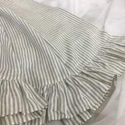 Grey Stripe Linen Shower Curtain Features Ruffle Hem - Mildew-Free, 72x72, 72x85, 72x94. Custom Curtains, Bathroom Curtain, Decor - thumbnail 3