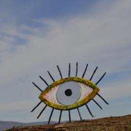 Stoner Eye Mirror, Weird Shape Mirror, Papermache Wall Unusual Creepy Oddities, Psychedelic Stoner Gift - thumbnail 2