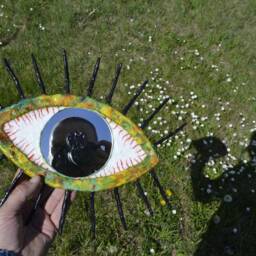 Stoner Eye Mirror, Weird Shape Mirror, Papermache Wall Unusual Creepy Oddities, Psychedelic Stoner Gift - thumbnail 4