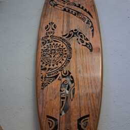 Surfboard Led Wall Light - Turtle Maori Pattern Coastal Sconce - thumbnail 3