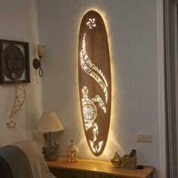 Surfboard Led Wall Light - Turtle Maori Pattern Coastal Sconce - thumbnail 2