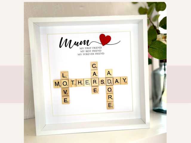 Personalised Gifts For Mum, Scrabble Picture Frame, Prints, Grandparents Her Birthday, Mothers Day Frame - image 1