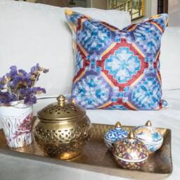 Designer Hand Embroidered Decorative Throw Pillow Hemp + Cotton // Aztec Boho Bohemian Home Decor - thumbnail 2