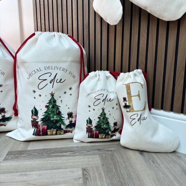 Personalised Christmas Gift Set - Nutcracker Stocking, Mug, Tote, & Sack - image 1