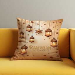 Ramadan Kareem Cushion Cover, Lantern Islamic Pillow Case, Eid Home Decor, Muslim Decorative Throw Pillowcase - thumbnail 2