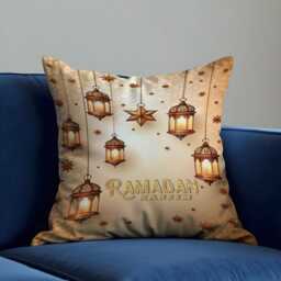 Ramadan Kareem Cushion Cover, Lantern Islamic Pillow Case, Eid Home Decor, Muslim Decorative Throw Pillowcase - thumbnail 4