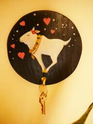 Key Organizer Hanger Picture Hook Wall Art Hand Painted Animal Cow