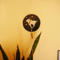 Key Organizer Hanger Picture Hook Wall Art Hand Painted Animal Cow - thumbnail 2
