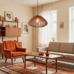 Pendant Light, Mid Century Warm Oak Chandelier, Dining Room Ceiling Lamp - thumbnail 3