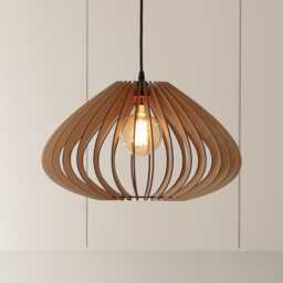 Pendant Light, Mid Century Warm Oak Chandelier, Dining Room Ceiling Lamp