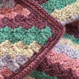 Girls Crochet C2C Blanket, Diagonal Stripe, Corner To Baby Girl, Gift, Shower, Pink, Purple, Green, Beautiful, New - thumbnail 1