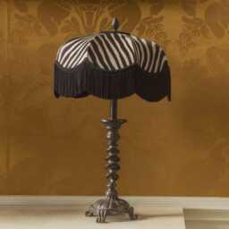 Zebra Print Velvet Fringed Lampshade Art Deco Style, Handmade in England - thumbnail 2