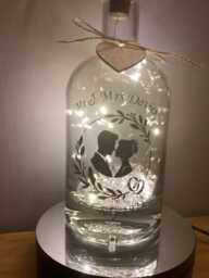 Personalised Wedding Bride & Groom Light Up Bottle, Bottle Lamp With Gift Messaging Service & Bag - thumbnail 1