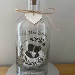 Personalised Wedding Bride & Groom Light Up Bottle, Bottle Lamp With Gift Messaging Service & Bag - thumbnail 4