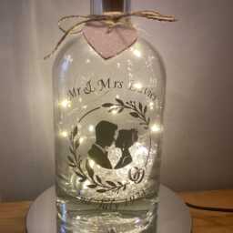 Personalised Wedding Bride & Groom Light Up Bottle, Bottle Lamp With Gift Messaging Service & Bag - thumbnail 3