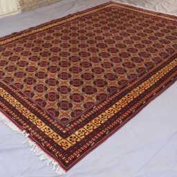 8x11 Large Afghan Rug, Hand Knotted Natural Dyes Wool Area Oriental Turkmen Tribal Geometric Living Room Dining Table Carpet - thumbnail 2