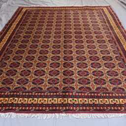 8x11 Large Afghan Rug, Hand Knotted Natural Dyes Wool Area Oriental Turkmen Tribal Geometric Living Room Dining Table Carpet - thumbnail 3