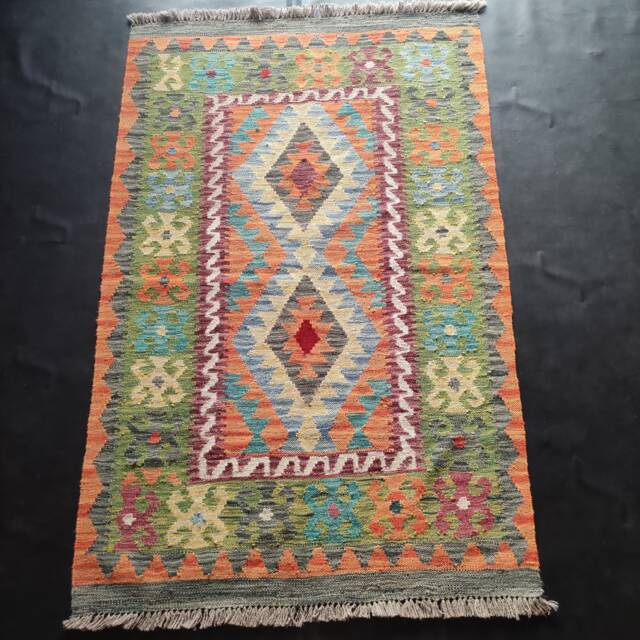 Kilim Rug Classic, Handmade Artisan Afghan Turkish Aztec Geometric Wool 150x97cm - image 1