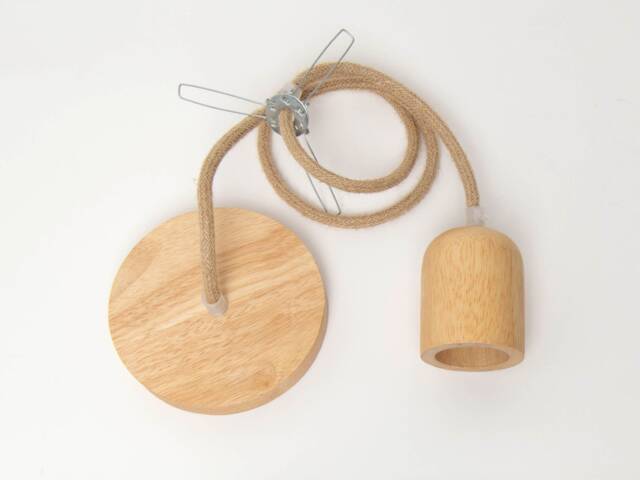 Pendant Light Cable Set Natural Wood & Rope, White, Black, Hardwired Canopy Or Plug Fixture - image 1