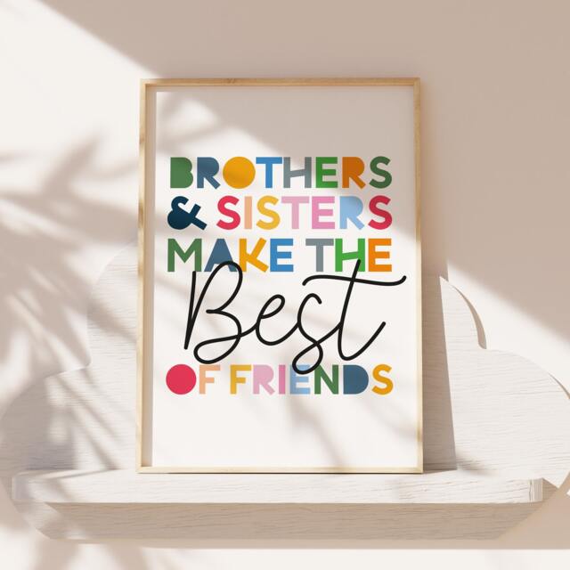 Rainbow Prints, Brother Sister Playroom Wall Art, Sibling Colourful, Girls Bedroom, Boys Bedroom - image 1