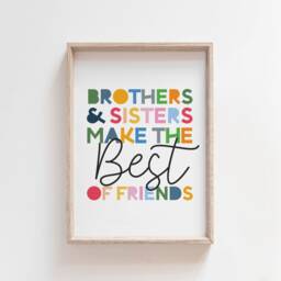 Rainbow Prints, Brother Sister Playroom Wall Art, Sibling Colourful, Girls Bedroom, Boys Bedroom - thumbnail 2
