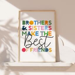 Rainbow Prints, Brother Sister Playroom Wall Art, Sibling Colourful, Girls Bedroom, Boys Bedroom - thumbnail 1