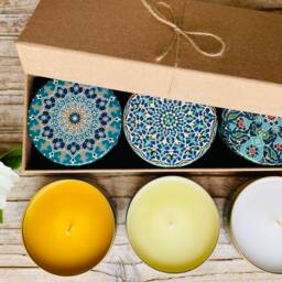 Set Of 3 Scented Candle Set - Candles , Gift Natural Handmade in Decorative Boxes Housewarming Christmas - thumbnail 3