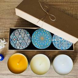 Set Of 3 Scented Candle Set - Candles , Gift Natural Handmade in Decorative Boxes Housewarming Christmas - thumbnail 2