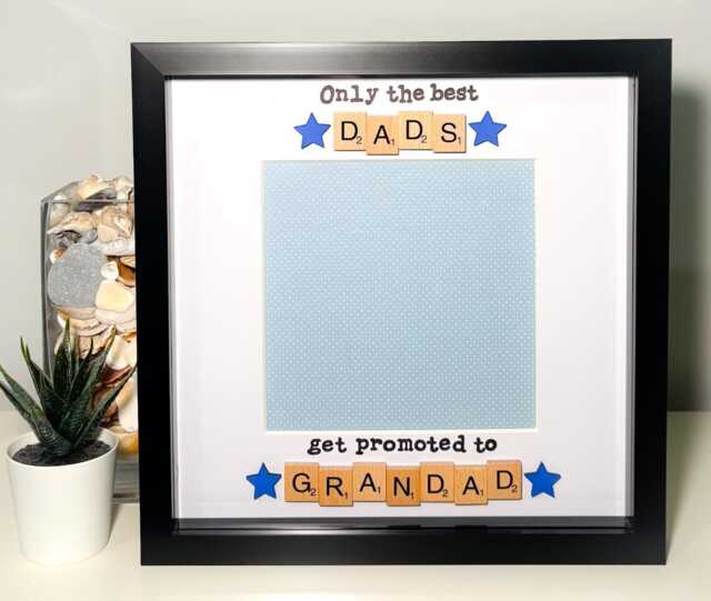 Only The Best Dads Get Promoted To Grandad Grandpa Pops Papa Fathers Day Birthday Present Scrabble Photo Frame Christmas - image 1