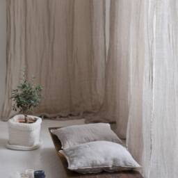 Light Blue Sheer Linen Curtains, Azure Delicate & Light Curtain Panel, Linen Muslin Drapes in Baby More - thumbnail 3