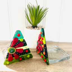 Fused Glass Floral Christmas Tree Candle Holder Decoration - Decoration, Cornish Glass, Fused Glass Cornwall - thumbnail 3