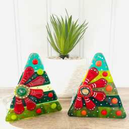 Fused Glass Floral Christmas Tree Candle Holder Decoration - Decoration, Cornish Glass, Fused Glass Cornwall - thumbnail 2