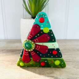 Fused Glass Floral Christmas Tree Candle Holder Decoration - Decoration, Cornish Glass, Fused Glass Cornwall - thumbnail 4