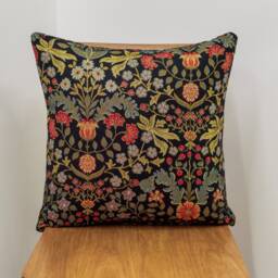 Vintage Morris Styled Leaves & Berries Tapestry Cushion. 17x17 - thumbnail 1
