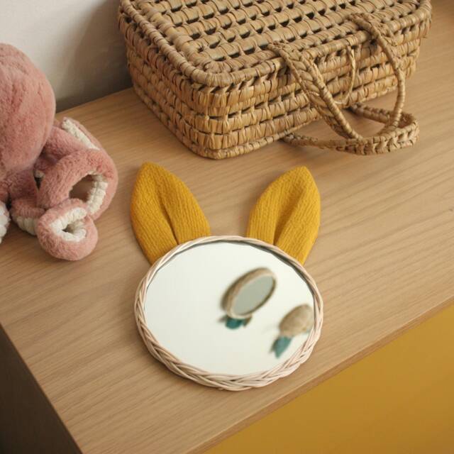 Rattan Rabbit Mirror Wall Decoration For Baby & Child's Room - image 1