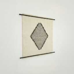Rombo Black - Handwoven Diamond Tapestry & White Wool Wall Hanging, Boho Decor - thumbnail 1