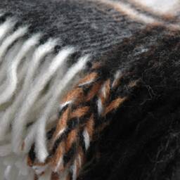 Black/Brown/Cream White Large Check Wool Throw Blanket Pure Wool With Fringes Lambswool Throws 55''x81''/140x205cm - thumbnail 4