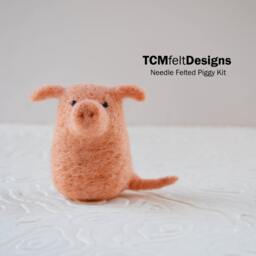 Kit, Needle Felting Piggy, Beginners Complete Animal Wool Fiber Pig Kit