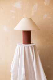 Handmade Ceramic Table Lamp, A Lighting & Decorative Object. Garnet Base Off-White Canvas Shade - thumbnail 1