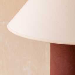 Handmade Ceramic Table Lamp, A Lighting & Decorative Object. Garnet Base Off-White Canvas Shade - thumbnail 2