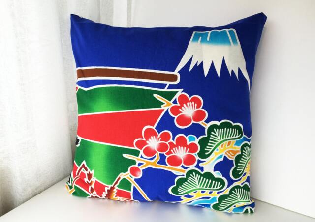 Mount Fuji Pillow Case, Boys Bedding Throw, Japanese Fabric Cover, Sakura Cotton Gift For Her - image 1